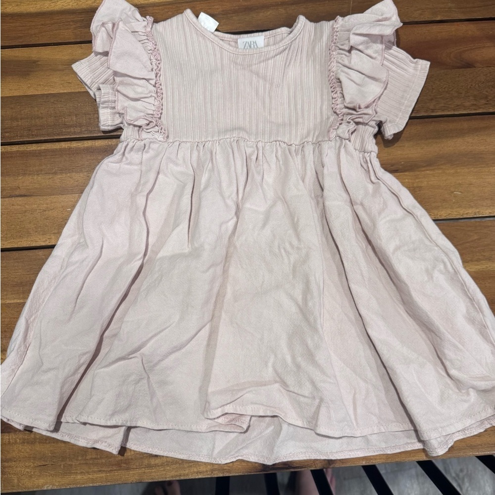 Zara Pink Ruffled Baby Dress 12-18mos - Picture 1 of 4